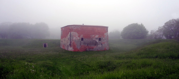 Fort Mississauga National Historic Site on a foggy morning.
