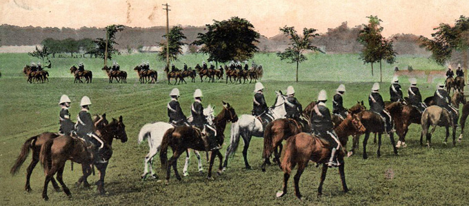 Postcard of cavalry at Camp Niagara